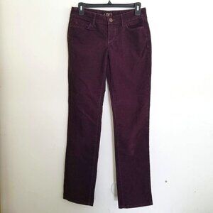 Loft Curvy Straight Corduroy Purple Long Pants 25